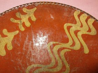 Antique 19th C Stoneware Redware Slip Decorated Pennsylvania Dish Plate 11