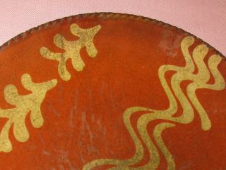 Antique 19th C Stoneware Redware Slip Decorated Pennsylvania Dish Plate 12