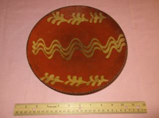 Antique 19th C Stoneware Redware Slip Decorated Pennsylvania Dish Plate 3