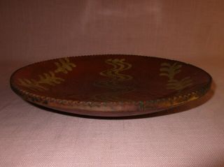 Antique 19th C Stoneware Redware Slip Decorated Pennsylvania Dish Plate 8