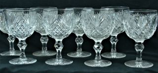 Set Of 8 Antique Abp Heavy Cut Glass Water Goblets Signed Libbey