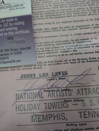 Jerry Lee Lewis Signed Contract
