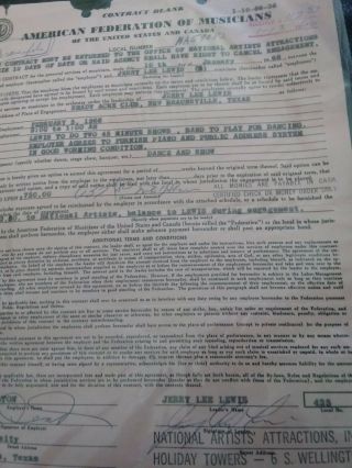Jerry lee lewis signed Contract 2