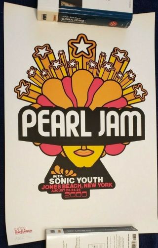 Pearl Jam Jones Beach Ny 2000 Tour Poster Ames Bros S&n 165/1450