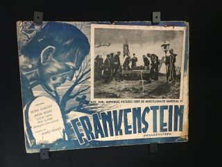 1931 Frankenstein Thick Carton Authentic Mexican Art Lobby Card 16 " X12 "