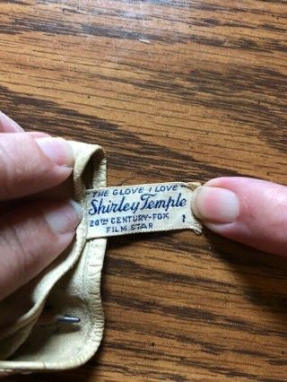 Vintage Shirley Temple Leather Gloves.  20th Century Fox Label