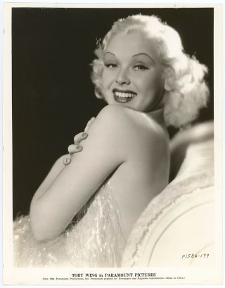 Pre - Code Blonde Toby Wing Draped In Shredded Cellophane Vintage 1934 Photograph