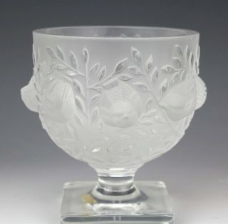 Vintage Signed Lalique French Art Glass Crystal Elizabeth Bird Vase Bowl Nr Lma