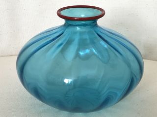 Venini Murano Art Glass Vase Label And Signed 2000 - Hand Made In Italy