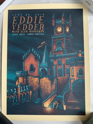 Eddie Vedder 20 June 2019,  Lisbon,  Portugal - Luke Martin Tour Poster Pearl Jam