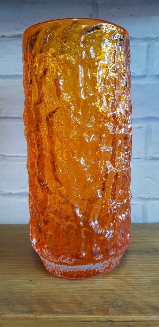 Rare Huge 10.  25 " High Whitefriars Tangerine Bark Glass Retro Vase Weighs 2kgs.