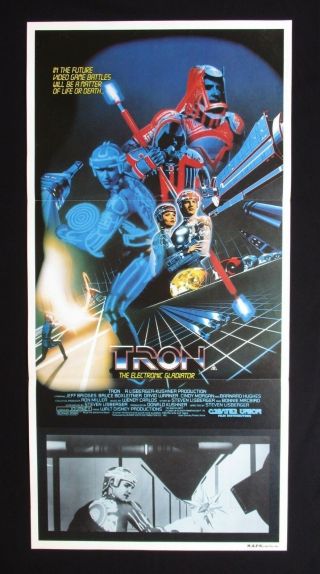 Tron 1982 Orig Australian Daybill Movie Poster Walt Disney Video Computer Game