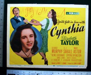 Cynthia Lobby Title Card (1947) Elizabeth Taylor And Mary Astor