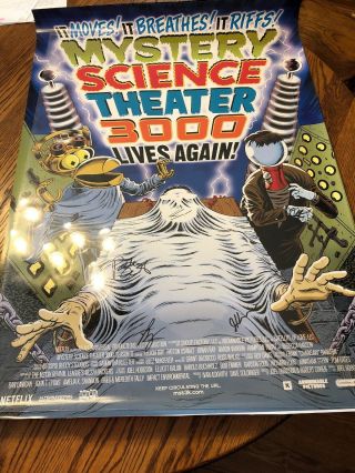 Mystery Science Theater 3000 Mst3k Rare Oop Kickstarter Poster W/autographs