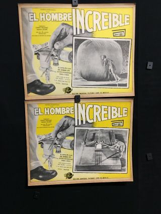 2x 1957 The Incredible Shrinking Man Authentic Mexican Art Lobby Cards 16 " X12 "