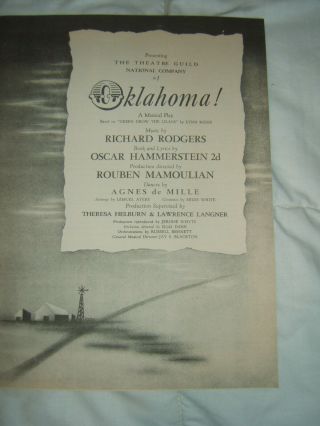 VINT 1949 OKLAHOMA SOUVENIR PROG - MAJESTIC THEATRE - DALLAS W/ NAT ' L THEATRE GUILD 3