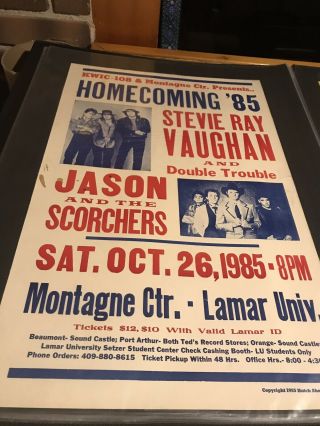 Very Rare Vintage Stevie Ray Vaughan 1985 Hatch Print Poster