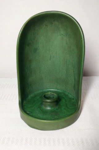 Hampshire Pottery,  Matte Green Hooded Chamber Stick,  Cucumber Matte Green Glaze