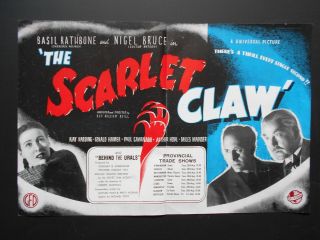 Sherlock Holmes The Scarlet Claw 1944 Trade Ad Poster Basil Rathbone Nigel Bruce