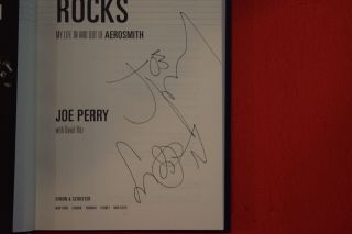 Joe Perry Signed Autographed Rocks Book with Rare Aerosmith Wings Sketch A 2
