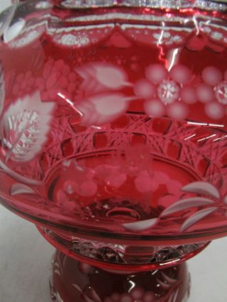 Meissener Breikenstall Meissen Germany Cranberry Ruby Cut Crystal Vase with Lid 2