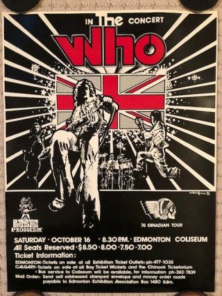 Last The Who Canadian Tour Concert Poster 23.  5 X 18