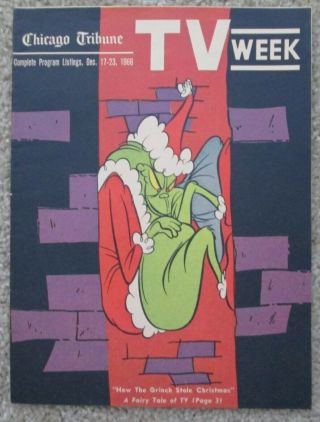 Rare 1966 Chicago Tribune Tv Week / Tv Guide How The Grinch Stole Christmas