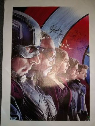 Scarlett Johansson Signed Canvas Full Avengers Cast Signed Civil War 5ft X 3ft