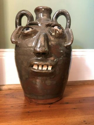 North Carolina Folk Pottery Burlon Craig Face Jug 1 - Gallon Size Ca 1990s