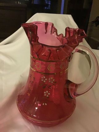 Northwood / Dugan Ruby Victorian Pitcher And Tableware 2