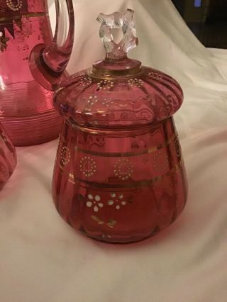 Northwood / Dugan Ruby Victorian Pitcher And Tableware 5