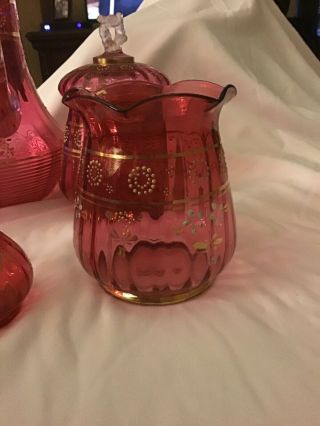 Northwood / Dugan Ruby Victorian Pitcher And Tableware 6