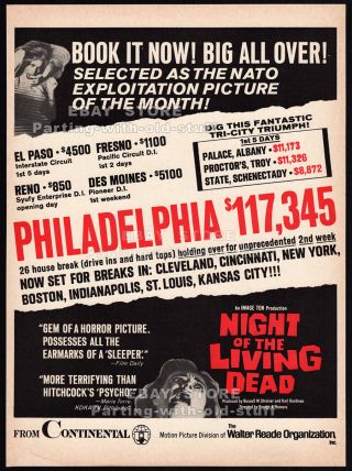 Night Of The Living Dead_original 1968 Trade Print Ad / Box Office Movie Promo