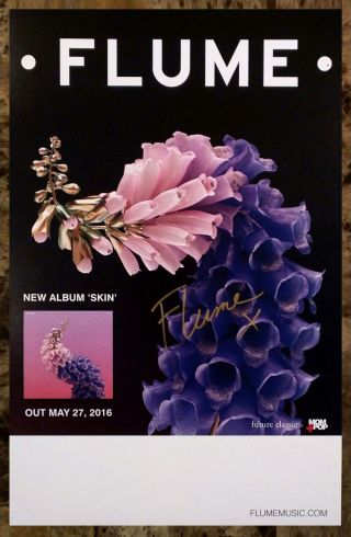 Flume Skin Ltd Ed Hand Signed Autographed Rare Poster,  Edm Dance Pop Poster