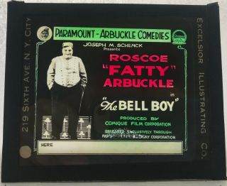 The Bell Boy Arbuckle Buster Keaton 1918 Silent Film Glass Slide Rare