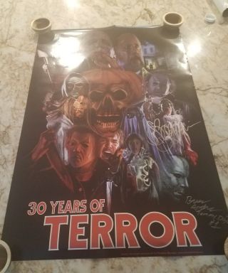 Halloween: 30 Years Of Terror Poster Michael Myers Signed X 2 Not Mondo