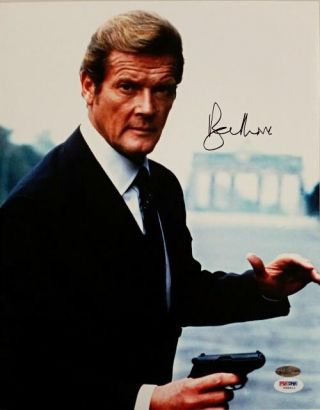 Roger Moore Signed 11x14 Photo 1 James Bond 007 Autograph W/ Psa/dna