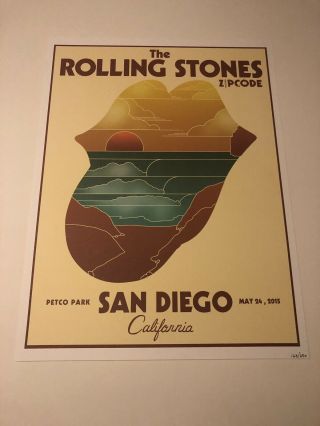 The Rolling Stones Poster 5/24/15 San Diego Petco Park Rose Bowl Zip Code Tour
