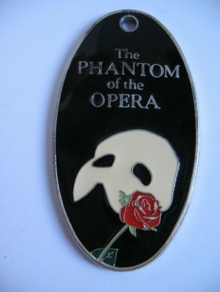 Vintage Phantom Of The Opera Porcelain Enamel On Silver - Plate Keychain Fob Xlnt