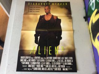 Folded One Sheet 27x40 1992 Alien 3 Movie Poster Sigourney Weaver Rare