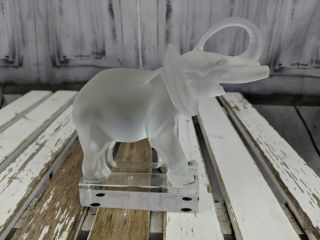 Lalique Elephant Lucky 6 " Crystal Paperweight Rare Figurine Statue Frosted Trunk