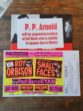 Rare Roy Orbison,  Small Faces Programme,  Hand Bill Flyer 1967 2