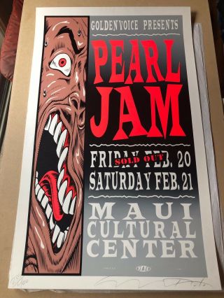 Pearl Jam 1998 Poster Maui Hawaii Taz Signed Numbered