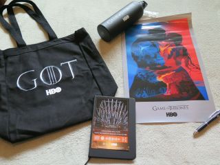 Sdcc 2019 Game Of Thrones Swag Bag With Poster Bottle Notebook Pen Comic - Con Hbo