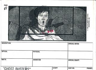 1984 1st Ghostbusters Storyboard 27 Studio Stamped,  Stanz Seduced By Ghost
