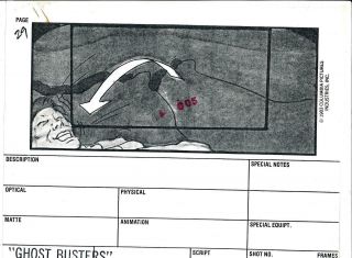 1984 1st Ghostbusters Storyboard 29 Studio Stamped,  Stanz Seduced By Ghost