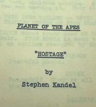 Planet Of The Apes 1974 Tv Series Script " The Hostage " Roddy Mcdowall