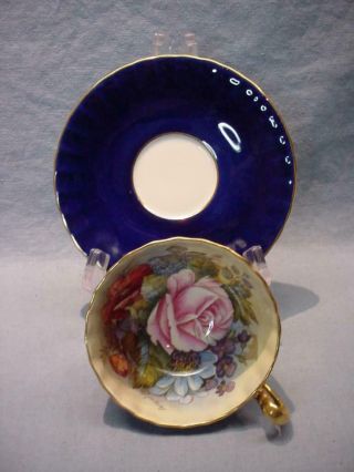 Aynsley Large Cabbage Rose Teacup & Saucer - Signed J.  A.  Bailey 2