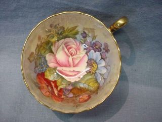 Aynsley Large Cabbage Rose Teacup & Saucer - Signed J.  A.  Bailey 6