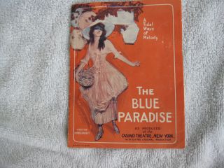 " The Blue Paradise " Vintage Playbill From Brattleboro,  Vt Auditorium